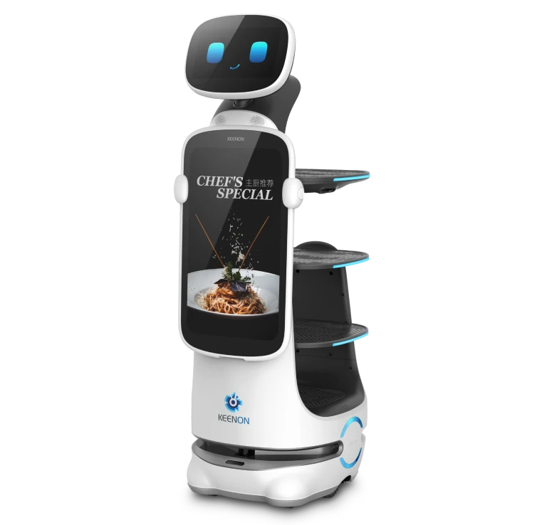 大型デジタルサイネージ・ディスプレイ搭載の配膳ロボット「KEENON T10」