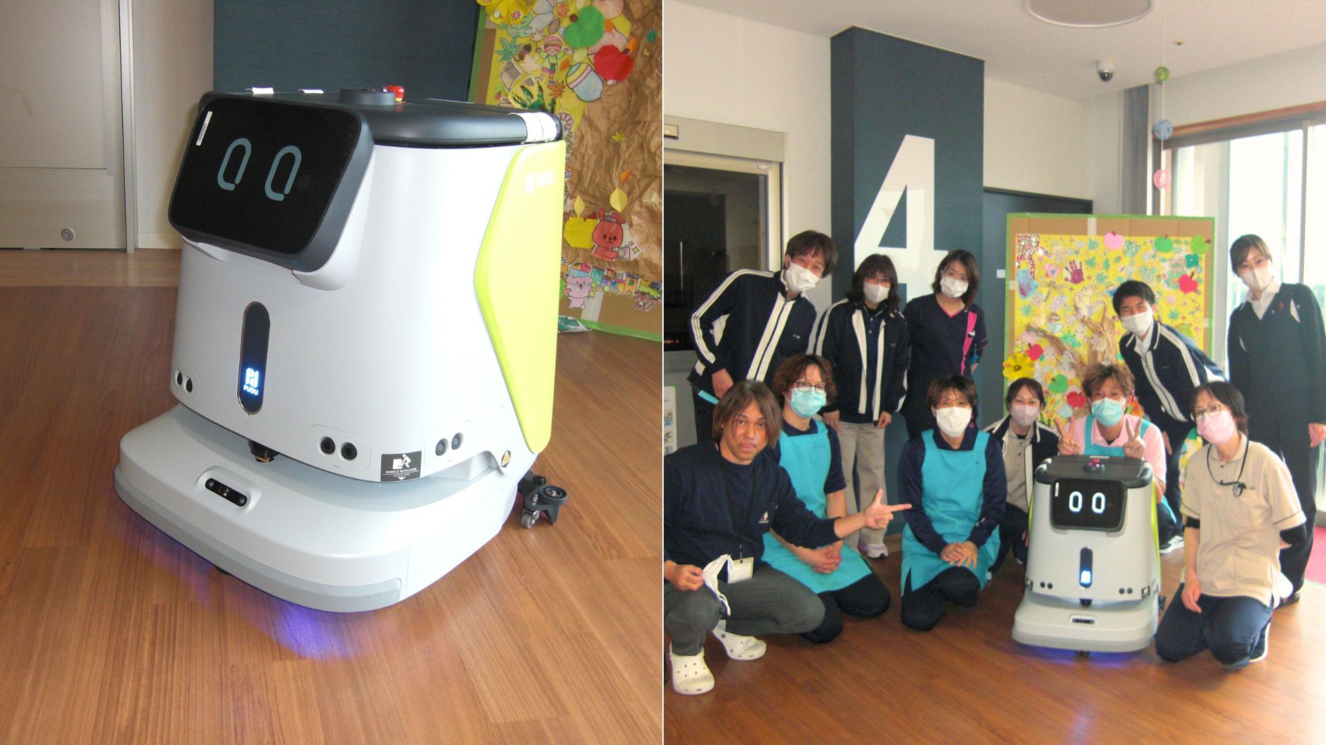 利用者様とロボットの共存が実現！人の手による清掃よりも高いクオリティ。にじちゃんの愛称で清掃員の仲間として活躍